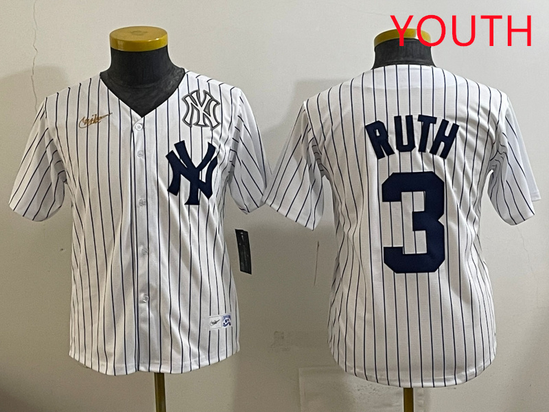 Youth New York Yankees #3 Ruth White 2025 Nike MLB jersey style 28->youth mlb jersey->Youth Jersey